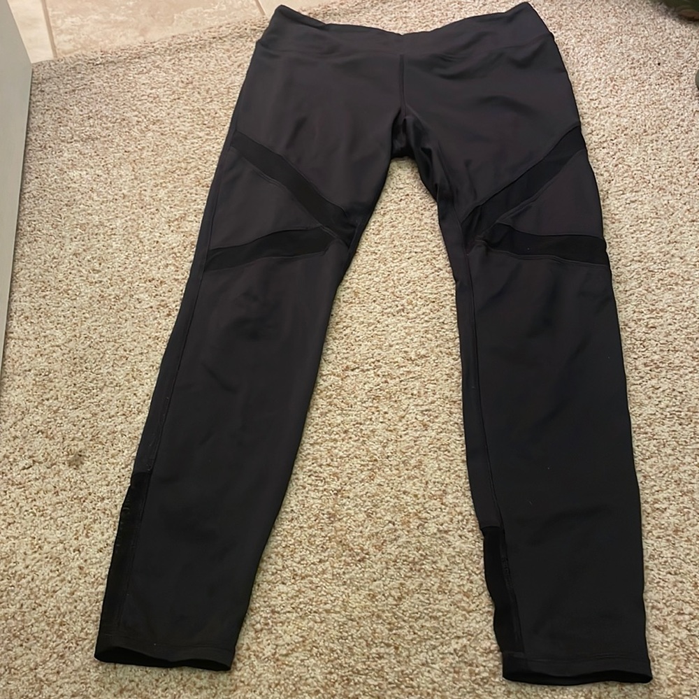 Black leggings with Mesh at thigh and Ankles